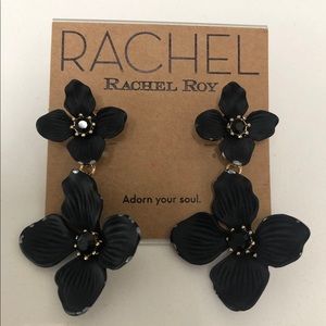 Rachel Roy Black Flower Earrings